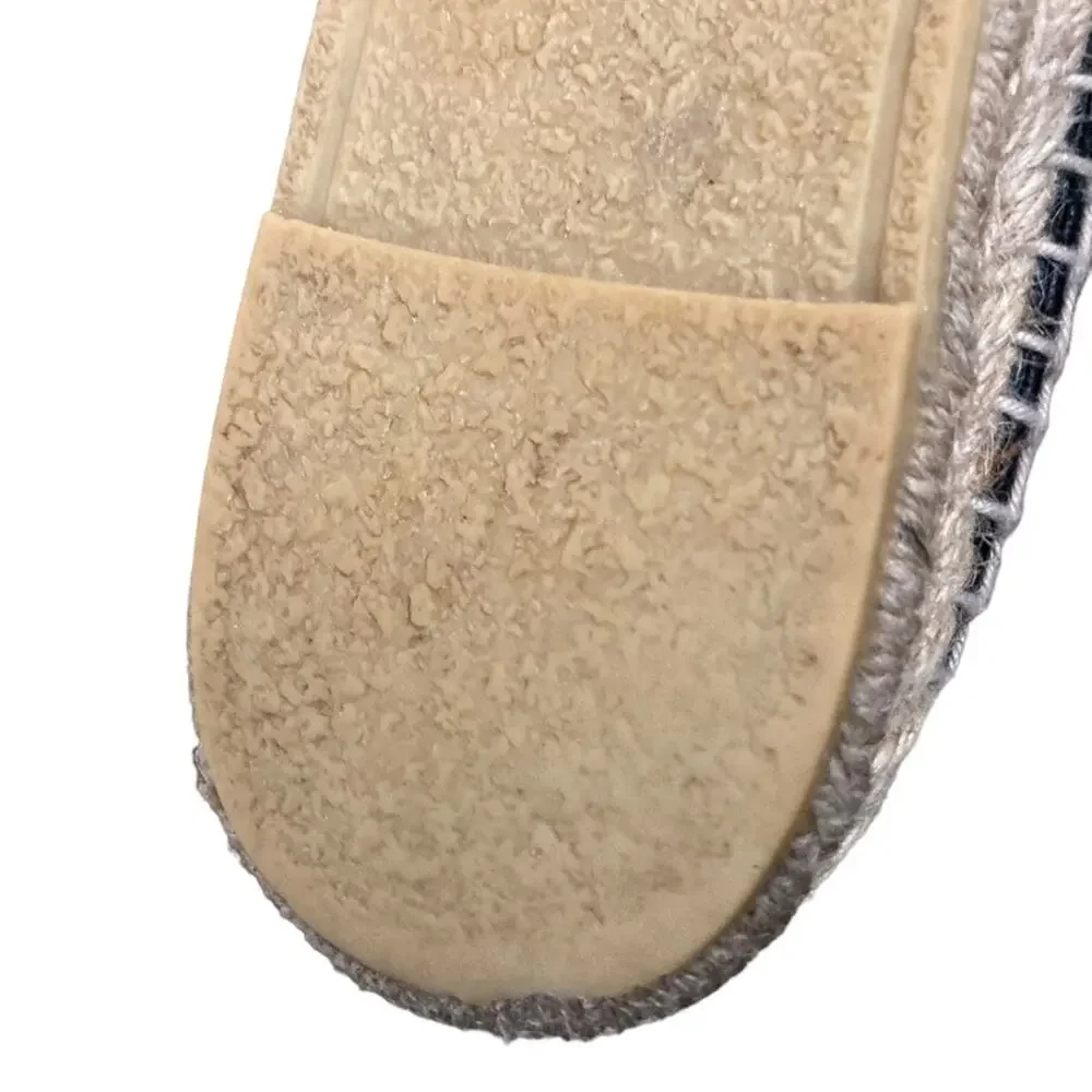 Yves Saint Laurent Black & White Leather Star Flat Espadrilles Size 39 or 9.